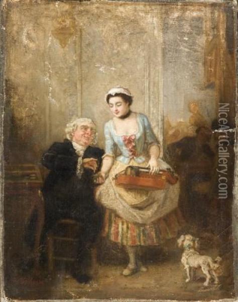 La Recompense De La Musicienne Oil Painting - Eugene Delfosse