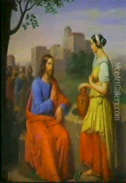Christus Und Die Samariterin Oil Painting - Joseph Anton Borrer