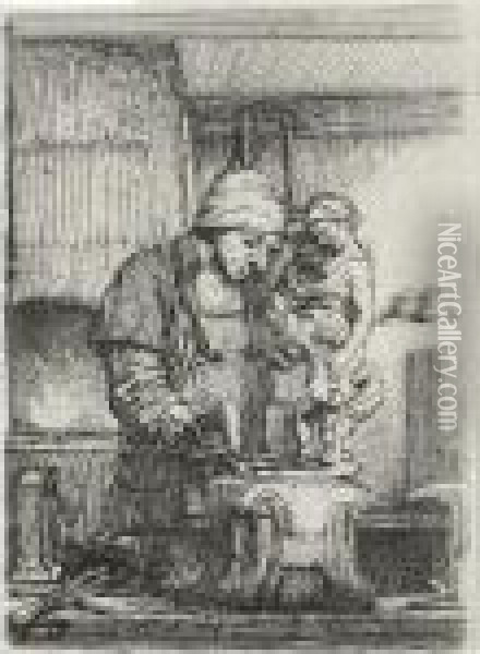 The Goldsmith; And Diana At The Bath Oil Painting - Rembrandt Van Rijn