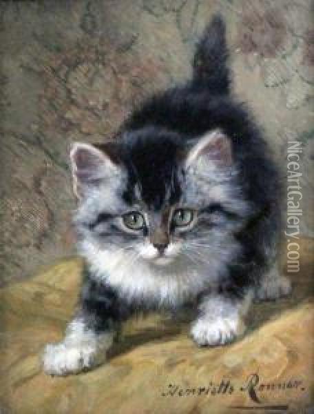 Portrait Of A Kitten Oil Painting - Henriette Ronner-Knip