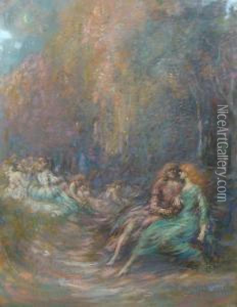 Bacchanale Dans Un Parc Oil Painting - Henri Jules Charles De Groux
