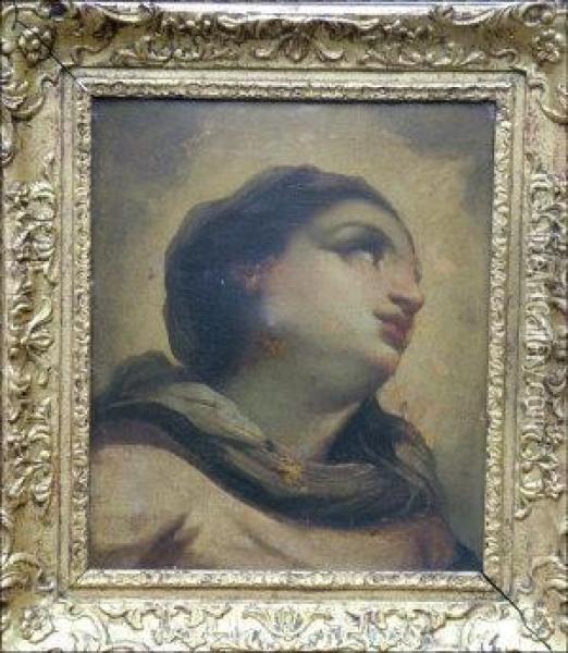 Head Of A Saint Oil Painting - Aubin Vouet