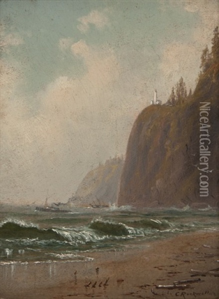 Coastal Cliffs On The Pacific Oil Painting - Cleveland Rockwell