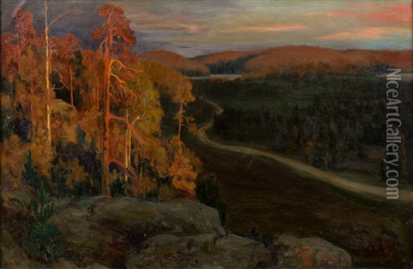 Evening Oil Painting - Santeri Salokivi