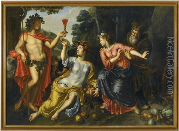 Bacchus, Ceres, Proserpina And Pluto Oil Painting - Peter Van Lint