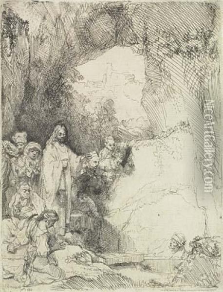 The Raising Of Lazarus: Small Plate Oil Painting - Rembrandt Van Rijn