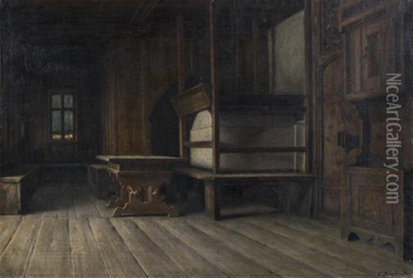 Un Interieur D'office Oil Painting - Johann Caspar Bosshardt
