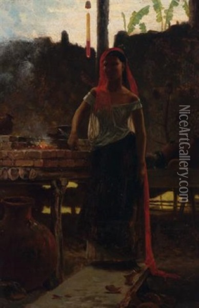 Study In Yucatan Oil Painting - Andrew W. Warren