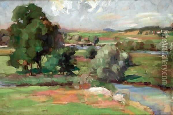 The Clyde At Dalserf Oil Painting - Francis Campbell Boileau Cadell