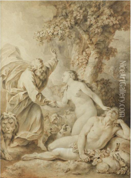 The Creation Of Eve Oil Painting - Jean-Baptiste Huet I