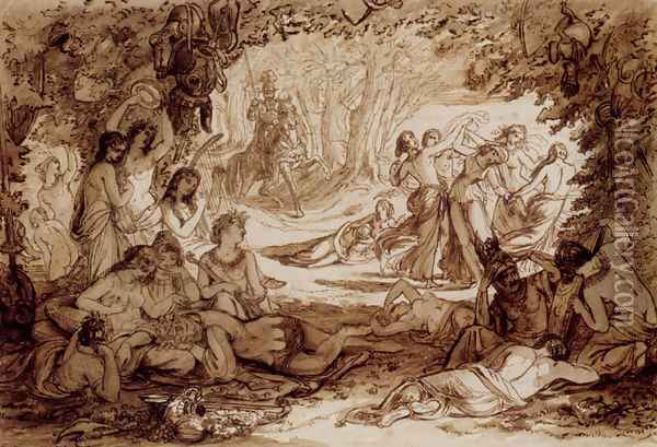 Cymocles Discovered By Atis In The Bowre Of Blisse, Spencer's Fairie Queene, BookII, Chapter V Oil Painting - Sir Joseph Noel Paton