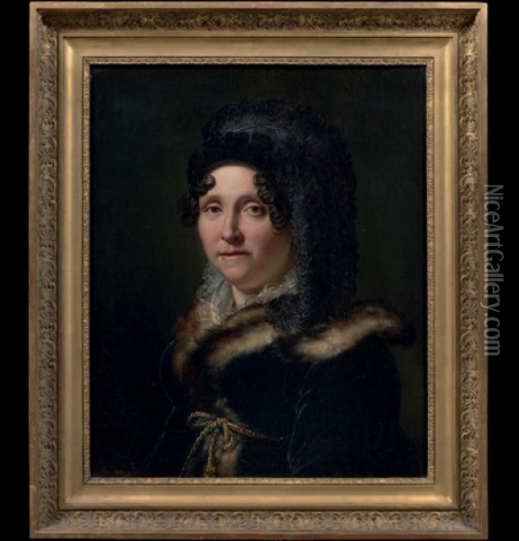 Portrait De Femme Oil Painting - Alexandre Jean Dubois-Drahonet