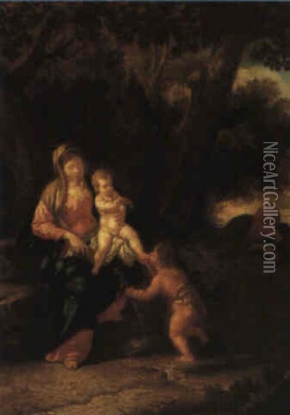 The Holy Family With St. John The Baptist Oil Painting - Pier Francesco Mola