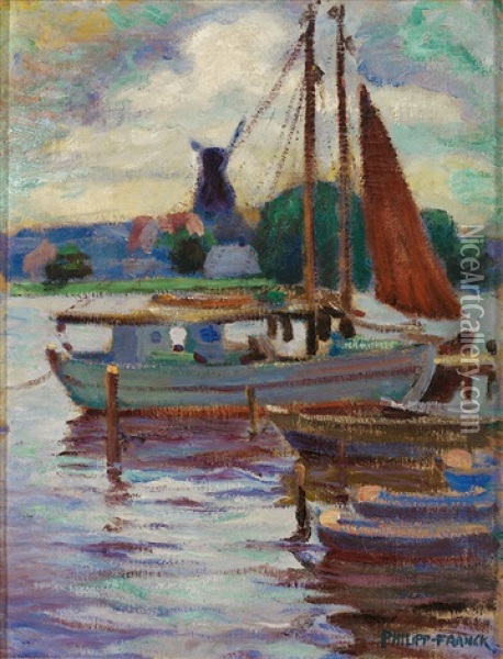 Vertaute Segelboote Am Wannsee Oil Painting - Philipp Franck