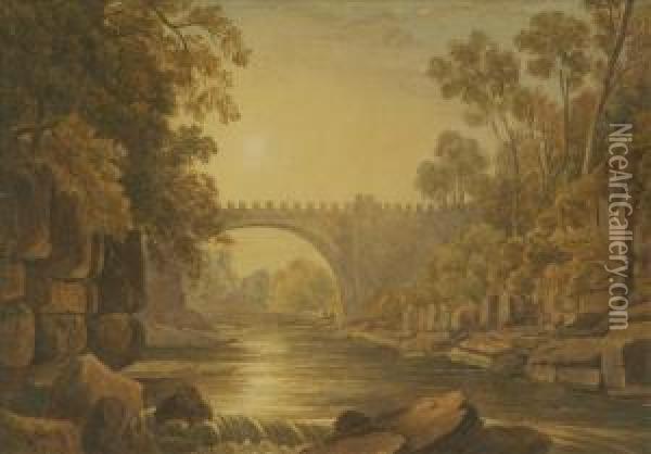 Abbey Bridge Oil Painting - George Cuitt