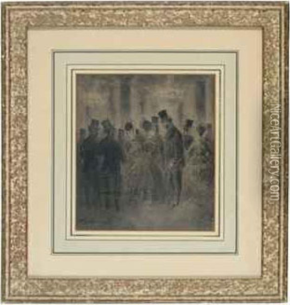 Elegant Figures At The Ball Oil Painting - Constantin Guys