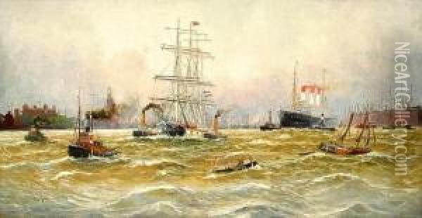Cap Arcona Im Hamburger Hafen Oil Painting - Alfred Jensen