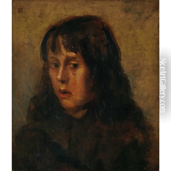 Portrait Of A Young Boy In A Coat Oil Painting - Nikolaus Gysis