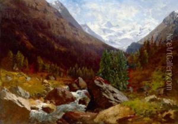 Blick Ins Zillertal Oil Painting - Josef Schoyerer