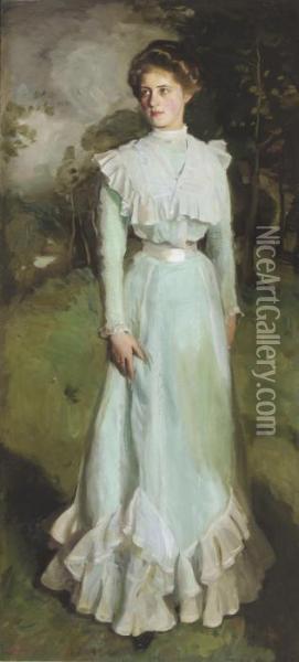 Portrait Of Miss Isabella Nairn Oil Painting - Harrington Mann