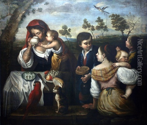La Merienda Oil Painting - Bartolome Esteban Murillo