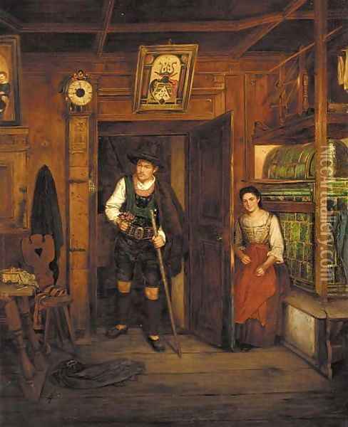 Hiding from a loved one Oil Painting - German School