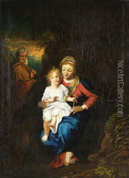 Die Heilige Familie Oil Painting - Louis Anton Gottlob Castelli