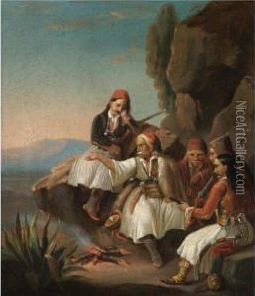 Greek Freedom Fighters Oil Painting - Theodoros Vryzakis