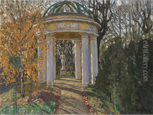 Autumn In Naidionov Park, Moscow Oil Painting - Stanislaw Zukowski