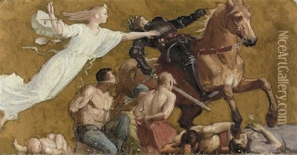 La Justice Frappe L'oppresseur Oil Painting - Edouard John E. Ravel