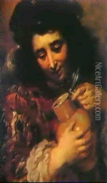 A Youth Holding A Beer Jug Oil Painting - Jan Cossiers