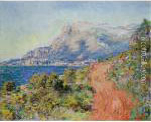 Property From A Private European Collection
 

 
 
 

 
 La Route Rouge Pres De Menton Oil Painting - Claude Oscar Monet