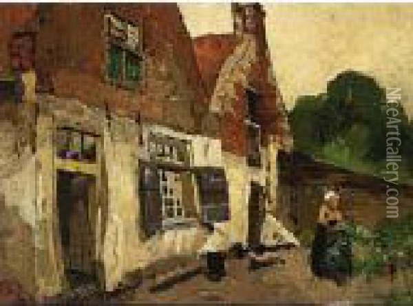 A Peasant Woman Near A Farmhouse Oil Painting - Willem Van Der Nat