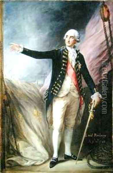 George Brydges Rodney 1719-92 Admiral of the White Oil Painting - Thomas Gainsborough