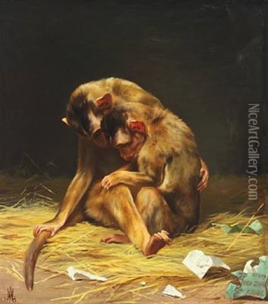 Monkey At Copenhagen Zoo Oil Painting - Adolf Heinrich Mackeprang
