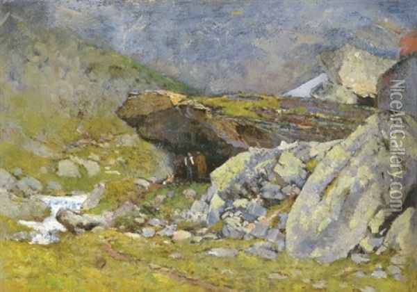 Cave In The Tatra Oil Painting - Laszlo Mednyanszky