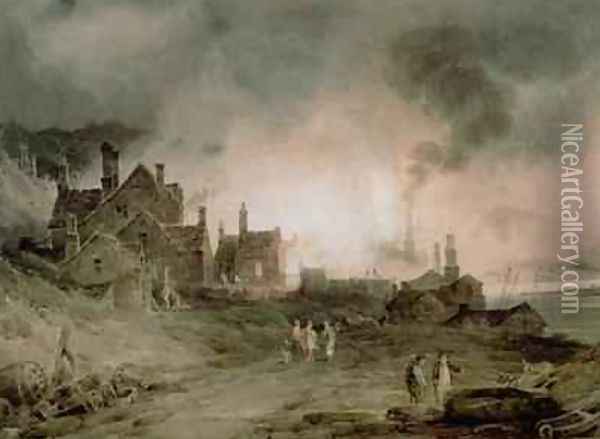 Bedlam Furnace Madeley Dale Shropshire 1803 Oil Painting - Paul Sandby Munn