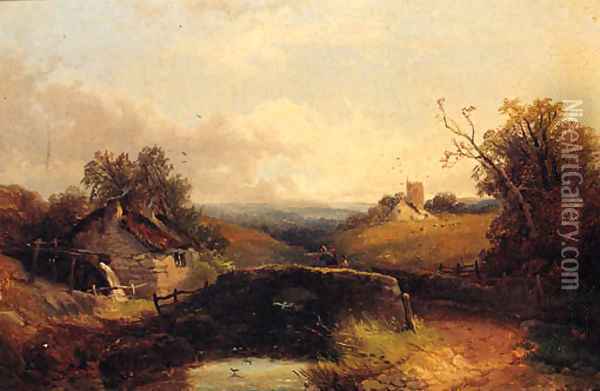 Keynsham, Nr Bath, Somersetshire Oil Painting - Joseph Horlor