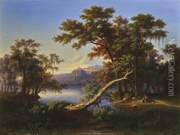 Italienische Landschaft Oil Painting - Johann Jakob Frey