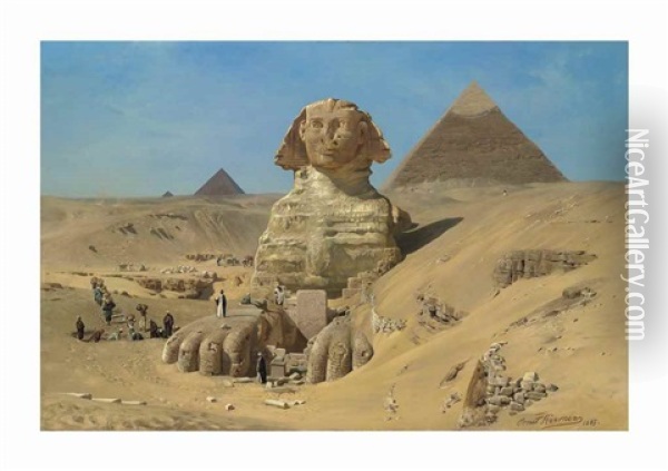 The Excavation Of The Sphinx Oil Painting - Ernest Karl Eugen Koerner