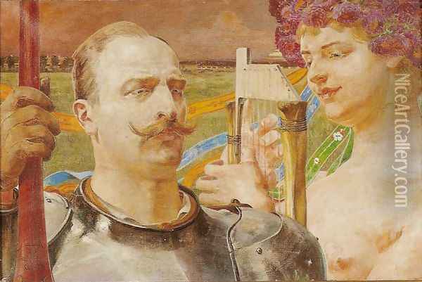 Knight and His Muse Oil Painting - Jacek Malczewski