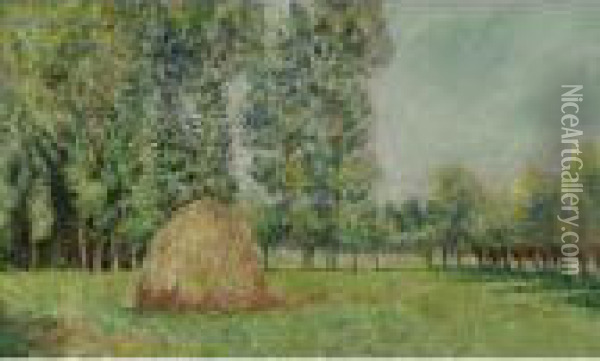 Meules De Foins A Giverny Oil Painting - Blanche Hoschede-Monet