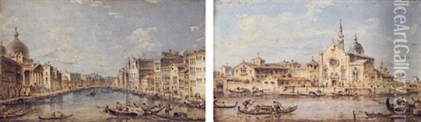 Venice, The Grand Canal With San Simeone Piccolo Facing Santa Lucia And The Scalzi Oil Painting - Giacomo Guardi