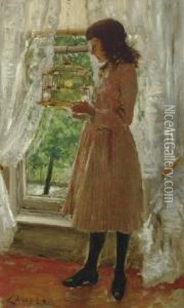 The Pet Canary Oil Painting - William Merritt Chase