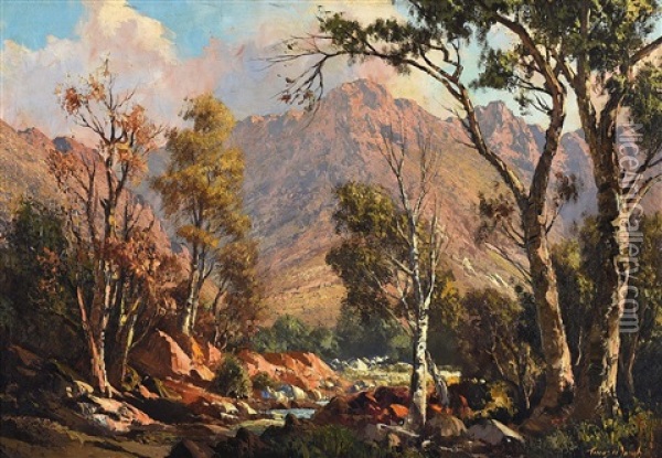 Landscape With Mountains Oil Painting - Tinus de Jongh