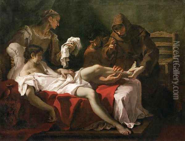 St Anthony of Padua Healing a Youth Oil Painting - Sebastiano Ricci