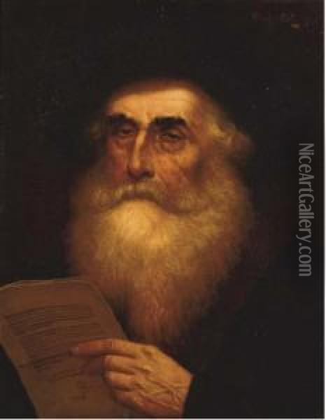 A Rabbi Oil Painting - Alois Heinrich Priechenfried