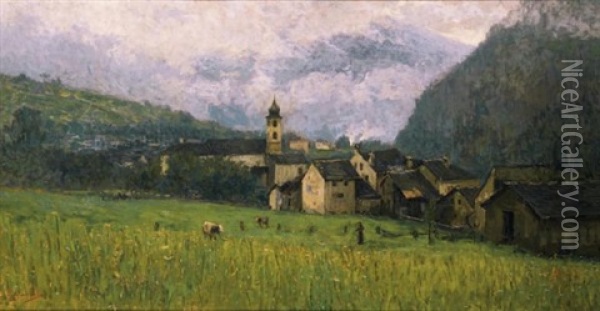 Paesaggio D'estate (summer Landscape) Oil Painting - Giovanni Cavalli