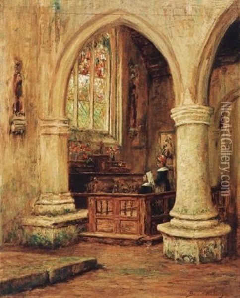 An Old Chapel, Finistere Oil Painting - Burr H. Nicholls