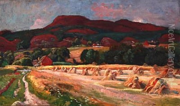 Harvest Landscape From Sweden Oil Painting - Viggo Pedersen